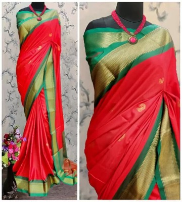 VK UNIQ Woven Banarasi Cotton Silk Saree(Multicolor)