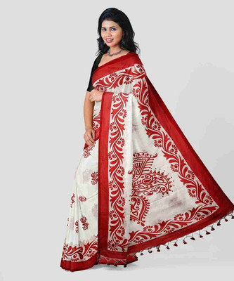 pal sarees Solid/Plain Handloom Handloom Pure Cotton Saree(White)