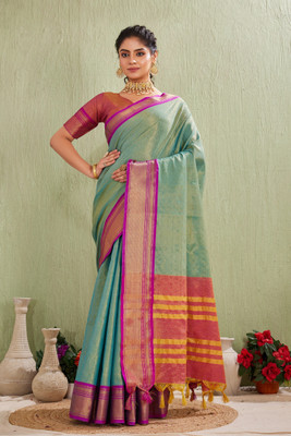 Julee Woven Chanderi Cotton Silk Saree(Multicolor)