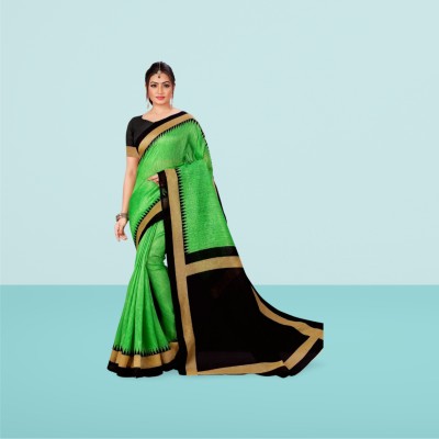 Vishnu Creations Printed Bollywood Art Silk Saree(Green)