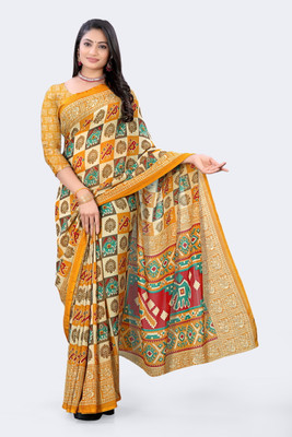 TRESPINO Self Design Daily Wear Georgette Saree(Yellow)