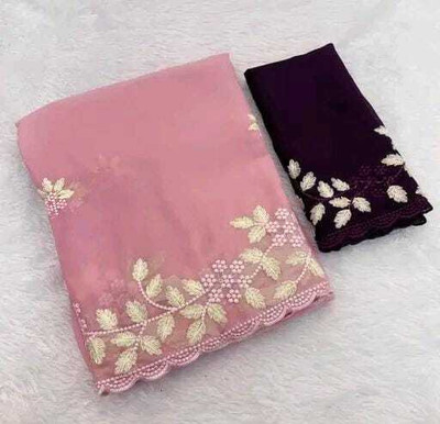 ShreeVastra Embroidered, Floral Print Bollywood Georgette Saree(Yellow)