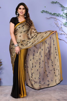 FABMORA Printed Daily Wear Chiffon, Georgette Saree(Yellow)