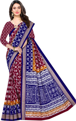 ARTFULTHREADS Printed, Graphic Print Sambalpuri Pure Cotton Saree(Multicolor)