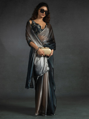 Sareemall Embellished Bollywood Satin Saree(Beige)