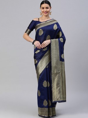 Nimidiya Self Design, Woven Kanjivaram Jacquard Saree(Dark Blue)