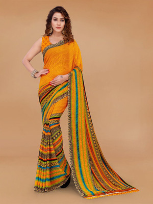 Moda Rapido Printed Daily Wear Georgette Saree(Yellow)