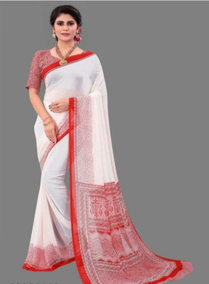 HouseOfCommon Printed Daily Wear Georgette Saree(Red)