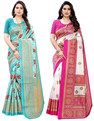 YASHIKA Printed Bollywood Art Silk Saree(Pack of 2, Multicolor)