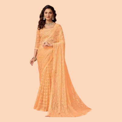 Fashion Nexa Self Design Bollywood Net Saree(Yellow)