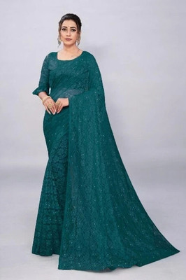 NORAFLEXx Printed Banarasi Lycra Blend Saree(Green)