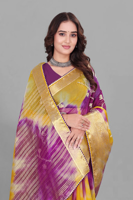 Aarunika MNT Solid/Plain Bollywood Organza Saree(Magenta)