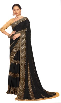 mahalaxmi fab Printed Bollywood Georgette Saree(Black)