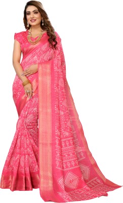 Hema Silk Mills Embellished Bandhani Cotton Silk Saree(Pink)