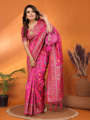 Elora Woven Banarasi Silk Blend Saree(Pink)