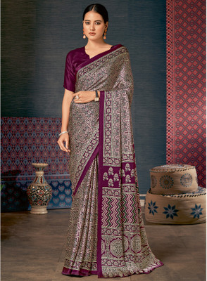 Divastri Digital Print Daily Wear Crepe Saree(Purple)