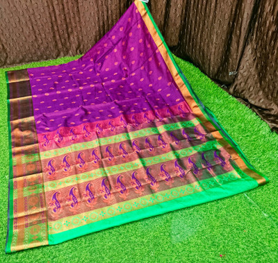 Spewim Woven Banarasi Art Silk Saree(Purple)