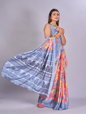 nirmal creation Printed Daily Wear Crepe Saree(Multicolor)