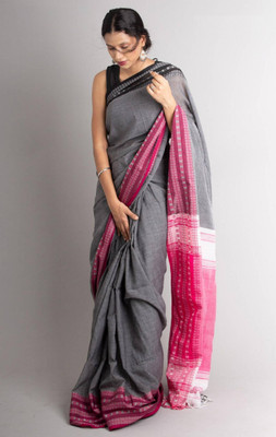ADbutiq Self Design Bollywood Handloom Cotton Blend Saree(White)