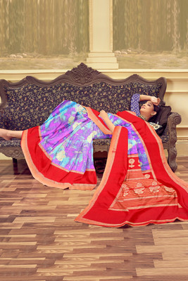 nirmal creation Printed Bollywood Chiffon Saree(Multicolor)