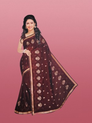 JITENDRA CREATION Embroidered Bollywood Art Silk Saree(Brown)