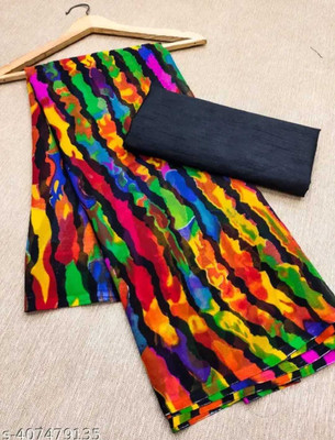 Pemal Designer Printed Bollywood Georgette Saree(Multicolor)