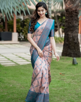 MAA AMAR FASHION Self Design, Woven Banarasi Jacquard, Silk Blend Saree(Pink)