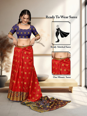Pionex Printed Banarasi Cotton Silk Saree(Red)