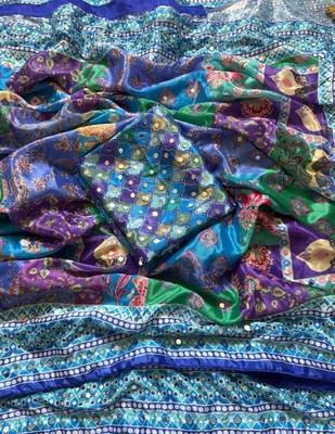 EPONYMOUS Floral Print, Paisley, Geometric Print, Printed Bollywood Chiffon Saree(Blue)