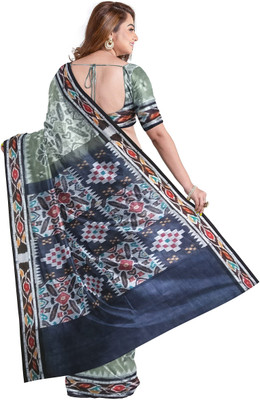 handloom paridhaan Dyed, Temple Border, Hand Painted Handloom Pure Cotton Saree(Light Green, Red, Blue)