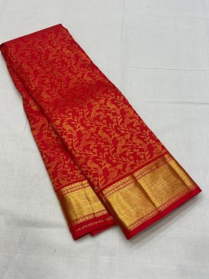 V V FASHION Embellished Banarasi Cotton Silk Saree(Red)