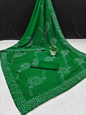 SHREE HARI PRINT Embellished Daily Wear Georgette Saree(Green)