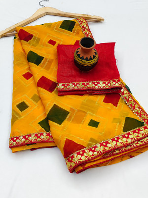 yasvicreation Printed Bandhani Georgette Saree(Multicolor)