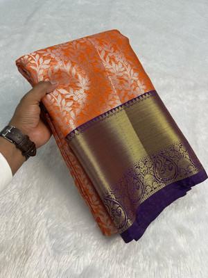 DUJJANA SILK EMPORIUM Woven Banarasi Muslin, Art Silk Saree(Orange)