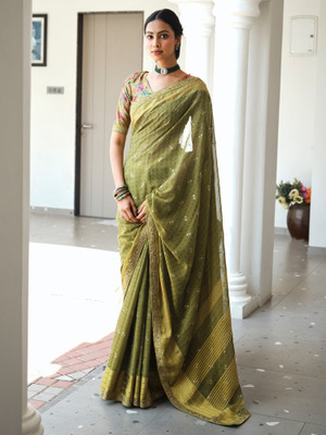 Sareemall Printed Bollywood Georgette Saree(Light Green)