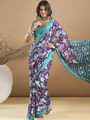 Anouk Rustic Printed Daily Wear Georgette Saree(Purple)