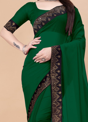 UPSWING FASHION Self Design Bollywood Georgette Saree(Green)