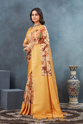 PremVastra Woven Banarasi Silk Blend Saree(Pink)