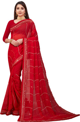 DRASHTI Embroidered Bollywood Georgette Saree(Red)