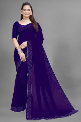 Radhika Creation Embellished Bollywood Georgette, Chiffon Saree(Dark Blue)