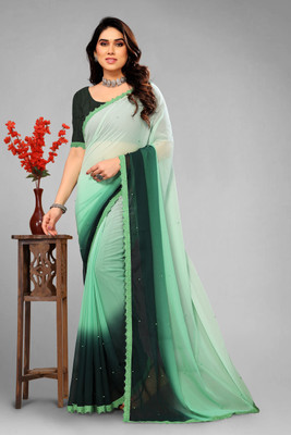 sazora Self Design Bollywood Georgette Saree(Green)