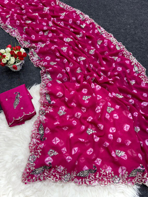 mamta fashion online Printed Bollywood Georgette Saree(Pink)
