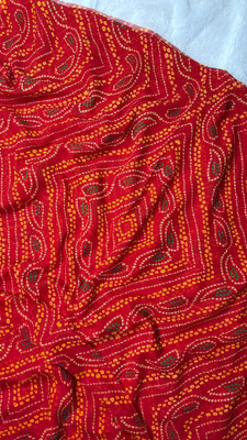 Sureta Printed Bandhani Georgette Saree(Pink)