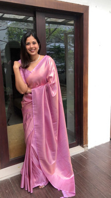 K SALIYA Woven Banarasi Jacquard Saree(Pink)
