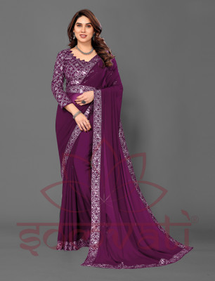 SOMVATI Embroidered Bollywood Georgette Saree(Magenta)