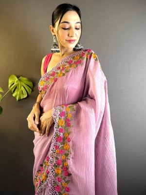 ANOUK Embroidered Bollywood Tissue Saree(Purple)