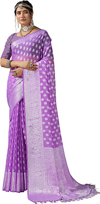 nirmal creation Woven Banarasi Georgette Saree(Purple)