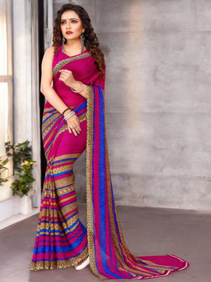 The Textile Hub Self Design Bollywood Georgette Saree(Pink)