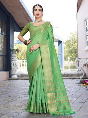 ANOUK Woven Mysore Tissue Saree(Green)