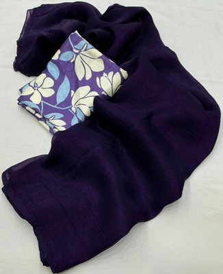 Dhanlaxmi CreationLLP Solid/Plain, Dyed Bollywood Chiffon Saree(Purple)
